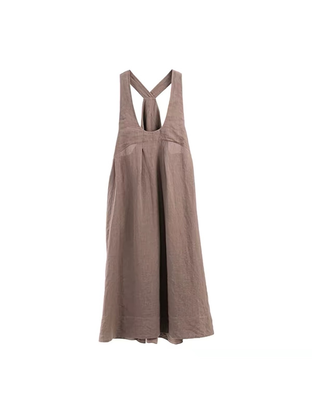 100% Linen Pinafore Dress – Earthy Brown